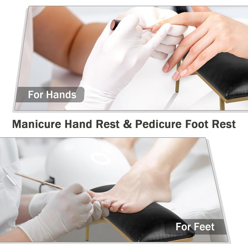 imene Arm Rest for Nails, Nail Arm Rest for Nail Tech with Microfiber Leather Nail Table Mat, Manicure Hand Rest Stand Nail Art Accessories Tool for Nails Tech(Black) - Image 4